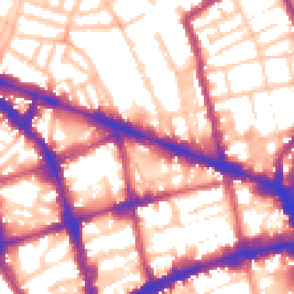 Daytime road noise heatmap for EC1V 2AH