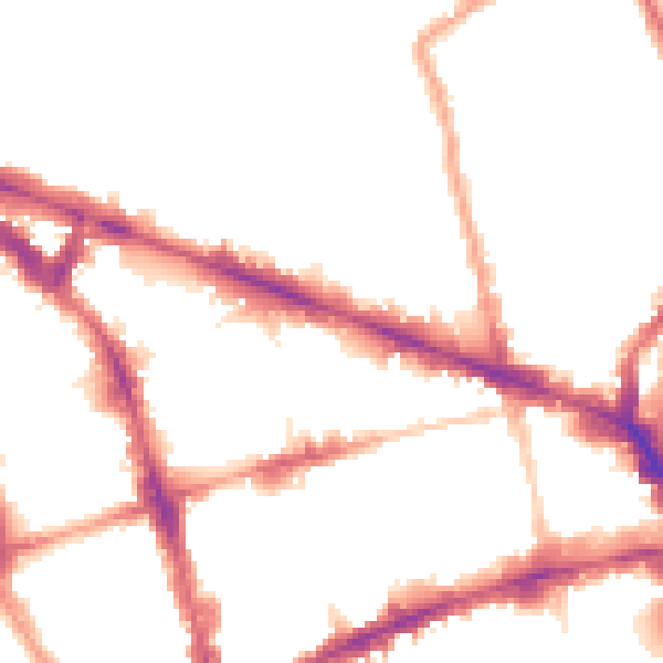 Night-time road noise heatmap for EC1V 2AH
