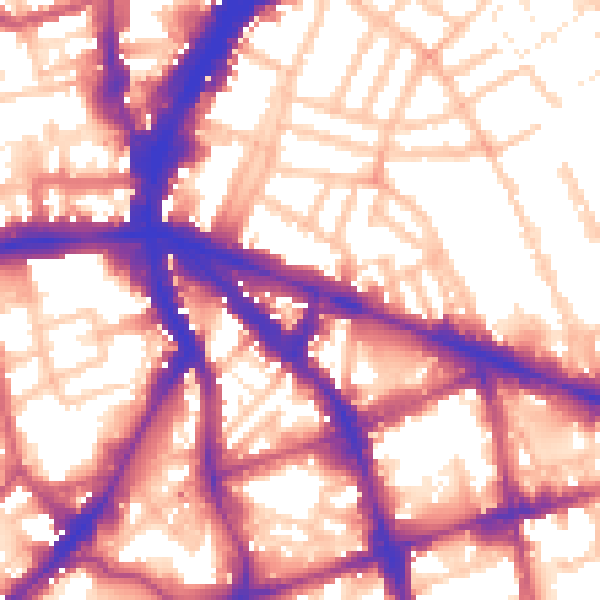 Daytime road noise heatmap for EC1V 2PY