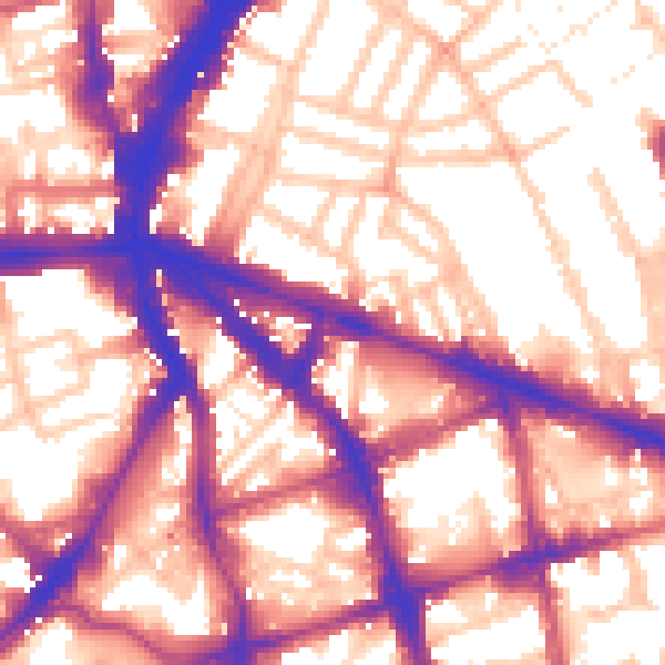 Daytime road noise heatmap for EC1V 2PZ
