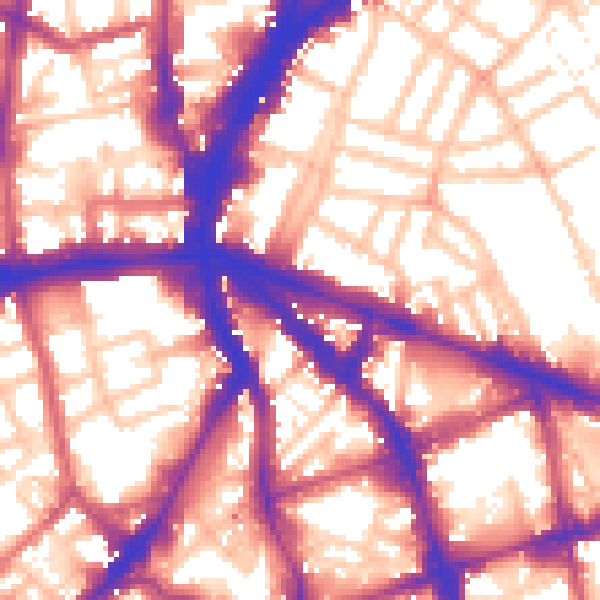 Daytime road noise heatmap for EC1V 2QA