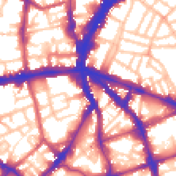Daytime road noise heatmap for EC1V 4NA