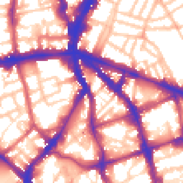 Daytime road noise heatmap for EC1V 4NR