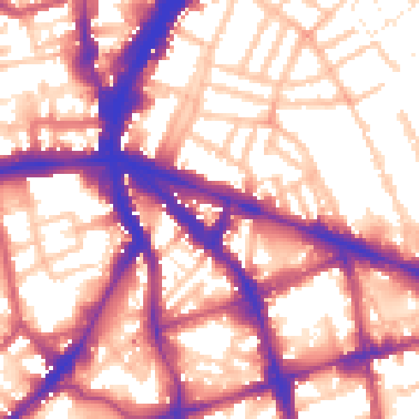 Daytime road noise heatmap for EC1V 7LP