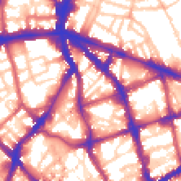 Daytime road noise heatmap for EC1V 7NH