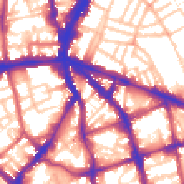 Daytime road noise heatmap for EC1V 7NS