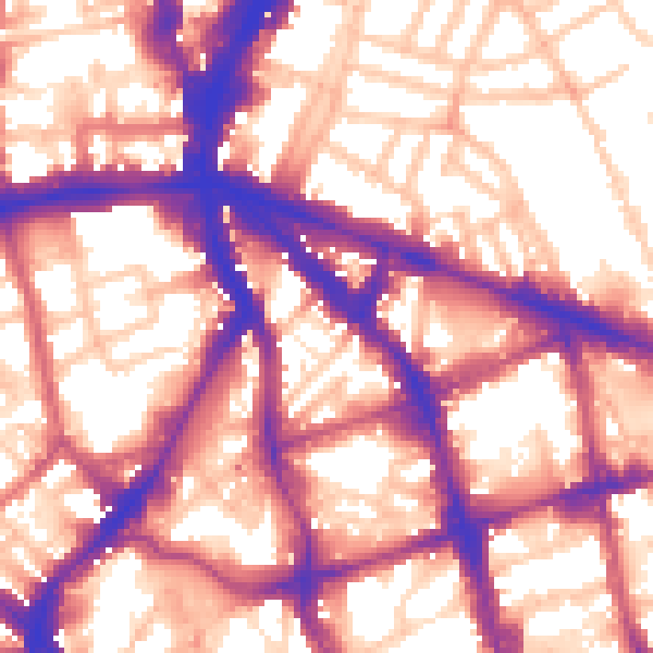 Daytime road noise heatmap for EC1V 7PA