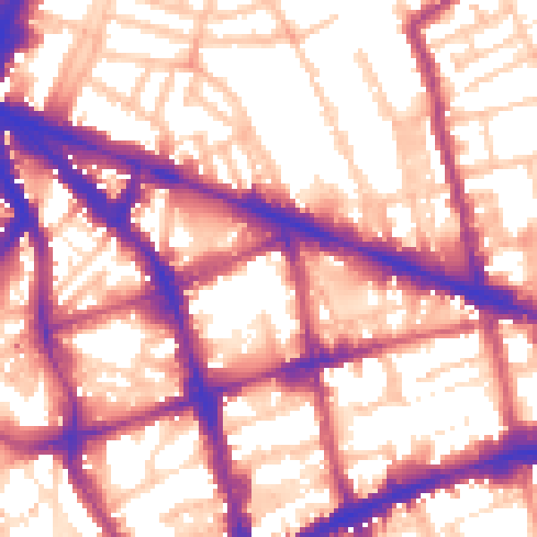 Daytime road noise heatmap for EC1V 8DW