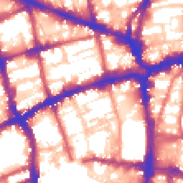 Daytime road noise heatmap for EC1V 9BQ