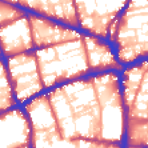 Daytime road noise heatmap for EC1V 9NH