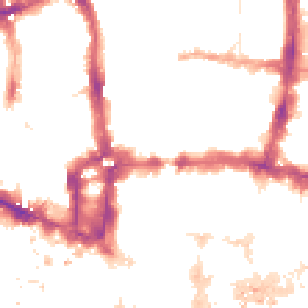 Night-time road noise heatmap for EC2Y 5BN