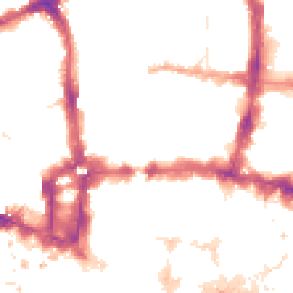 Night-time road noise heatmap for EC2Y 8BJ