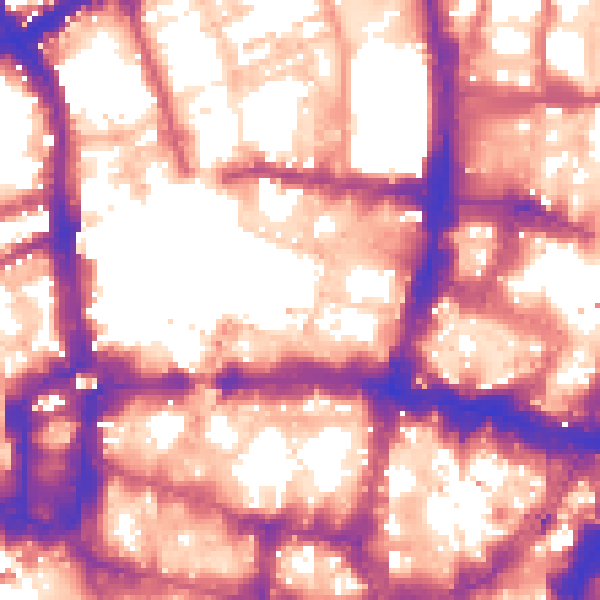 Daytime road noise heatmap for EC2Y 8BL