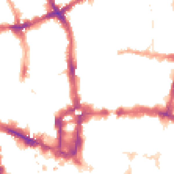 Night-time road noise heatmap for EC2Y 8BT