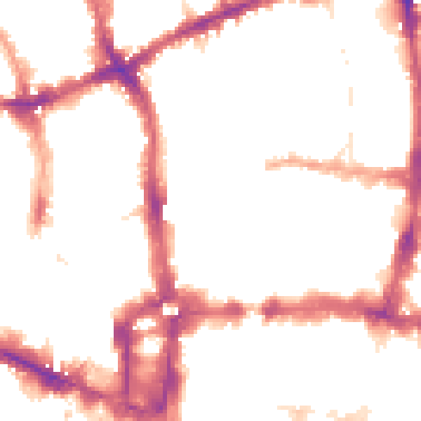 Night-time road noise heatmap for EC2Y 8ND
