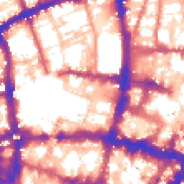 Daytime road noise heatmap for EC2Y 9AZ