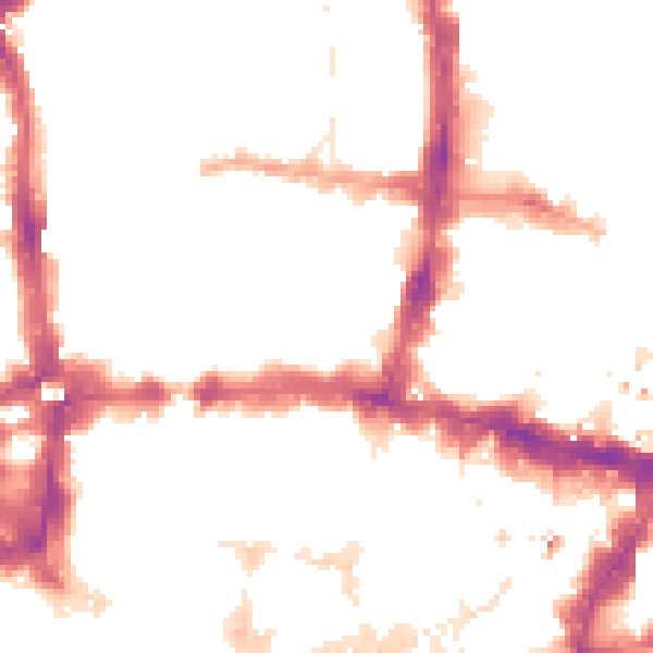 Night-time road noise heatmap for EC2Y 9DP