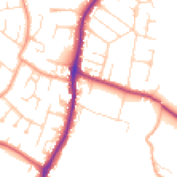 Daytime road noise heatmap for EN10 7AB