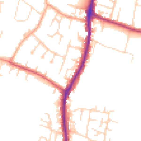 Daytime road noise heatmap for EN10 7DF