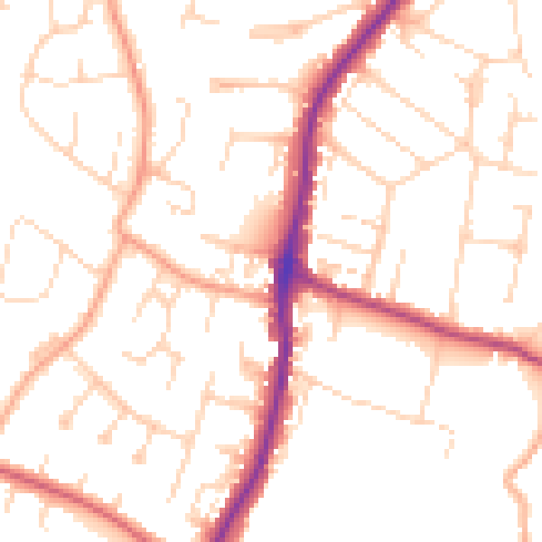 Daytime road noise heatmap for EN10 7PP