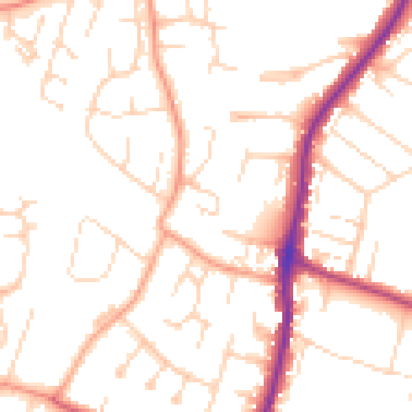 Daytime road noise heatmap for EN10 7PW