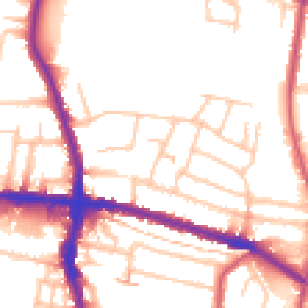 Daytime road noise heatmap for EN3 7ED