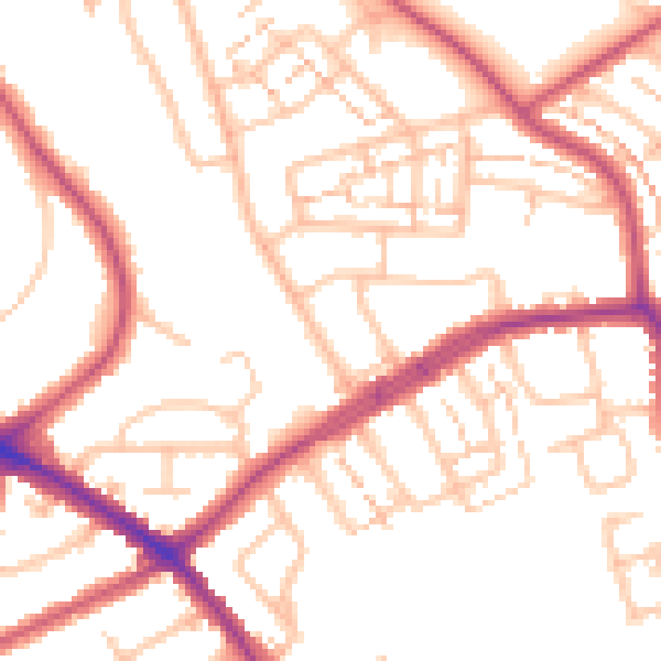Daytime road noise heatmap for EN4 8ET