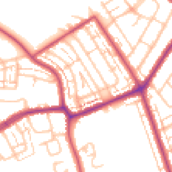Daytime road noise heatmap for EN4 8FT
