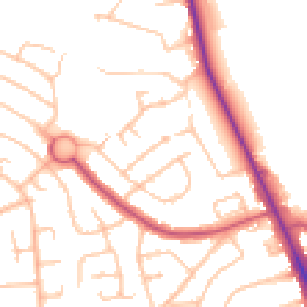 Daytime road noise heatmap for EN4 9DX