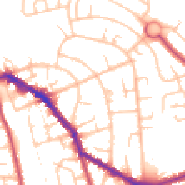 Daytime road noise heatmap for EN4 9FE