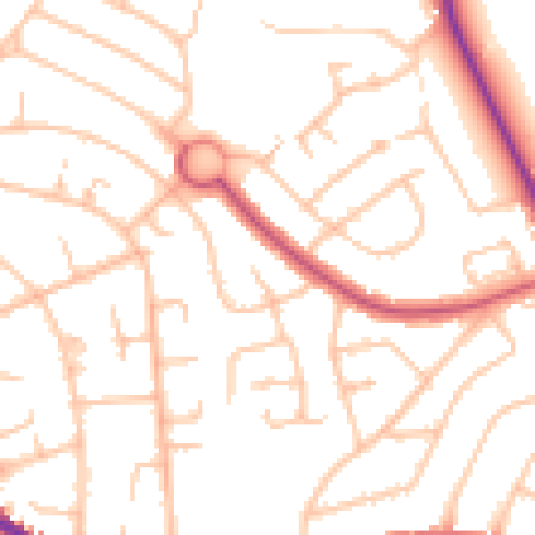 Daytime road noise heatmap for EN4 9HF