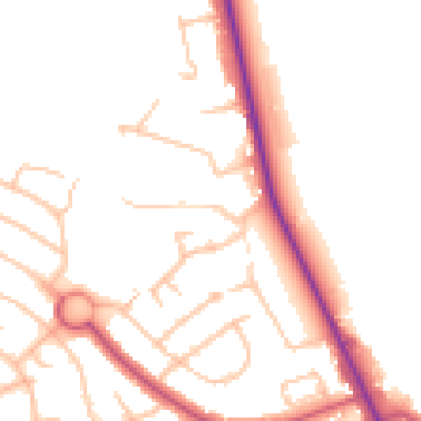 Daytime road noise heatmap for EN4 9HN