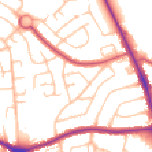 Daytime road noise heatmap for EN4 9JT
