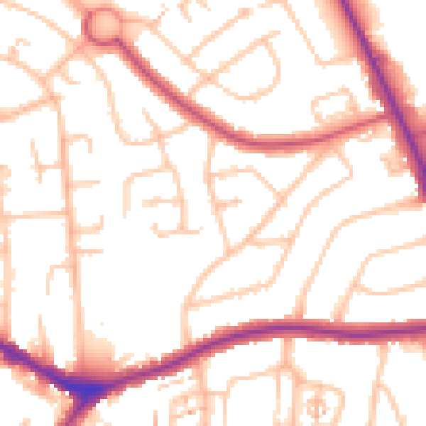 Daytime road noise heatmap for EN4 9JX