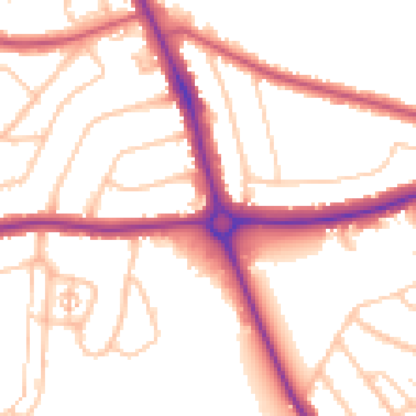 Daytime road noise heatmap for EN4 9ND