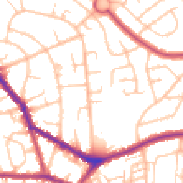 Daytime road noise heatmap for EN4 9QR