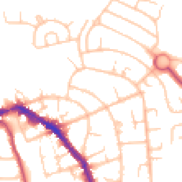 Daytime road noise heatmap for EN4 9RD