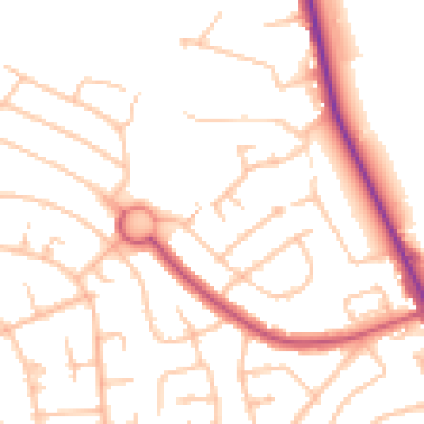 Daytime road noise heatmap for EN4 9TX