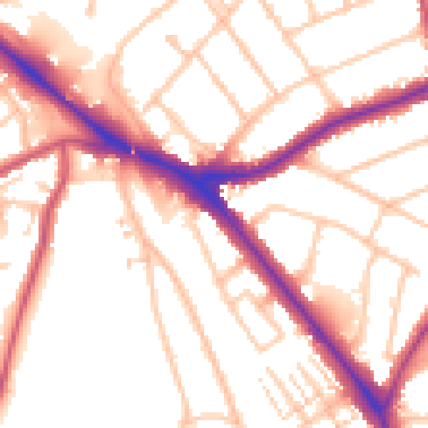Daytime road noise heatmap for EN5 1AE