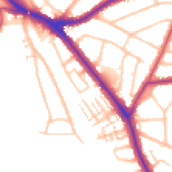 Daytime road noise heatmap for EN5 1AR
