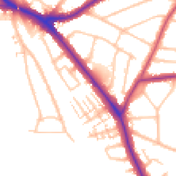 Daytime road noise heatmap for EN5 1AU