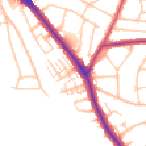 Daytime road noise heatmap for EN5 1AZ