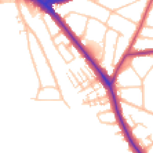 Daytime road noise heatmap for EN5 1BD