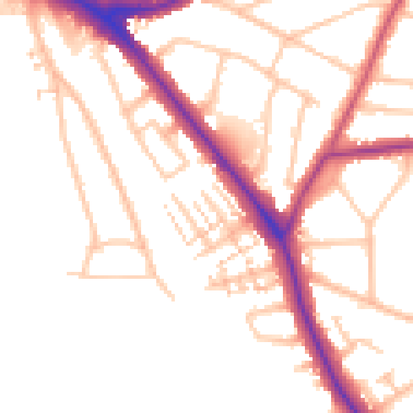 Daytime road noise heatmap for EN5 1BH