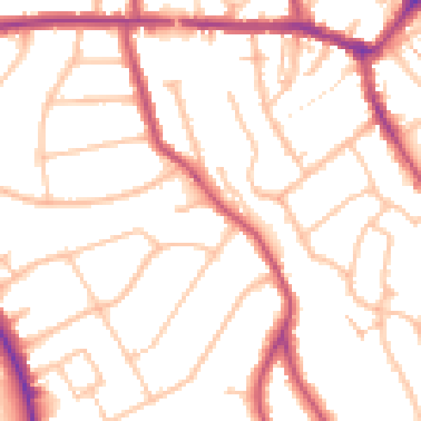Daytime road noise heatmap for EN5 1BU