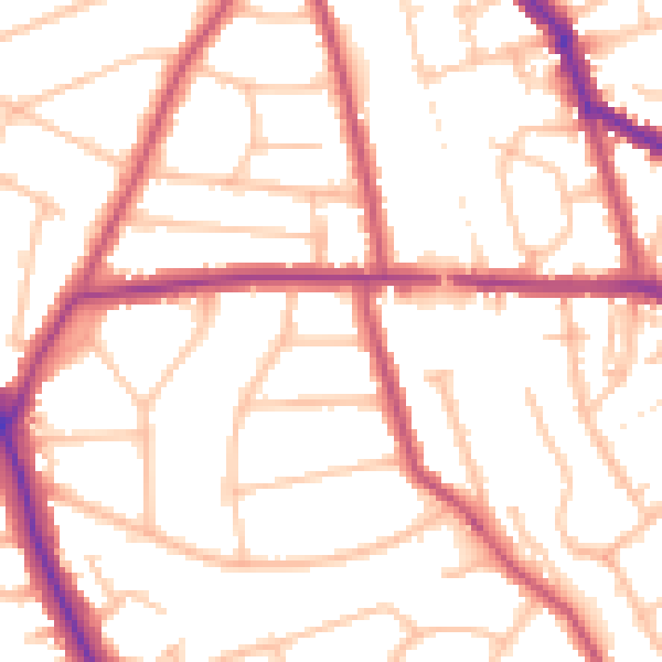 Daytime road noise heatmap for EN5 1BY