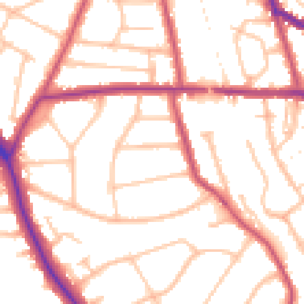 Daytime road noise heatmap for EN5 1DE