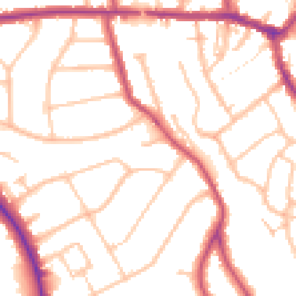 Daytime road noise heatmap for EN5 1DJ
