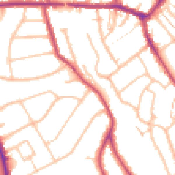 Daytime road noise heatmap for EN5 1DL