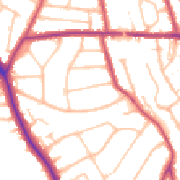 Daytime road noise heatmap for EN5 1DQ
